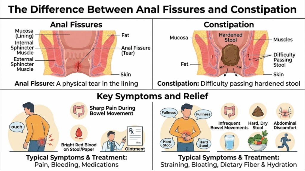 The Difference Between Anal Fissures and Constipation.