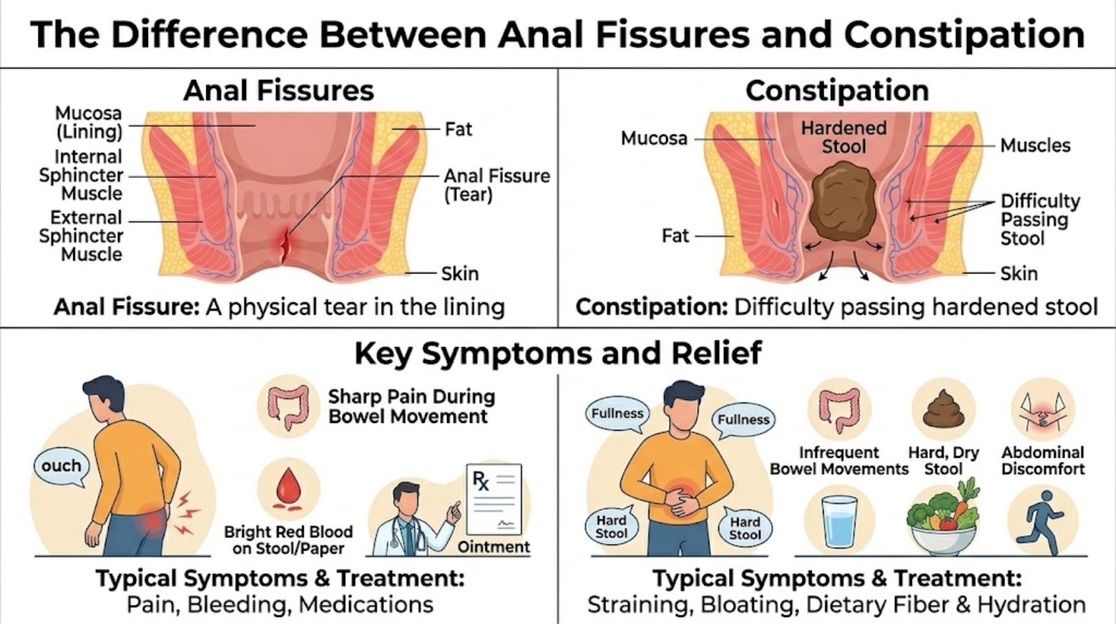 The Difference Between Anal Fissures and Constipation.